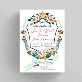 Woodland Flora Anniversary Invitation